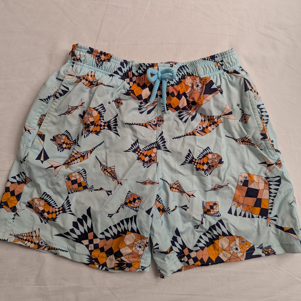 Vilebrequin Kids Fish Print Swim Trunks - Blue and Orange